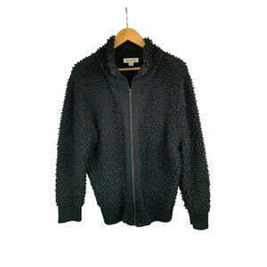 Treasure & Bond XS Black Textured Zip-Up Sweater Jacket